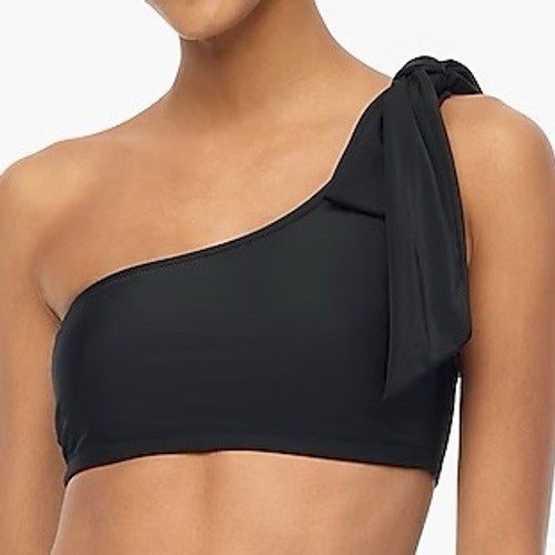 J Crew Black Swimsuit One Piece Tie Front Halter Neck Size L