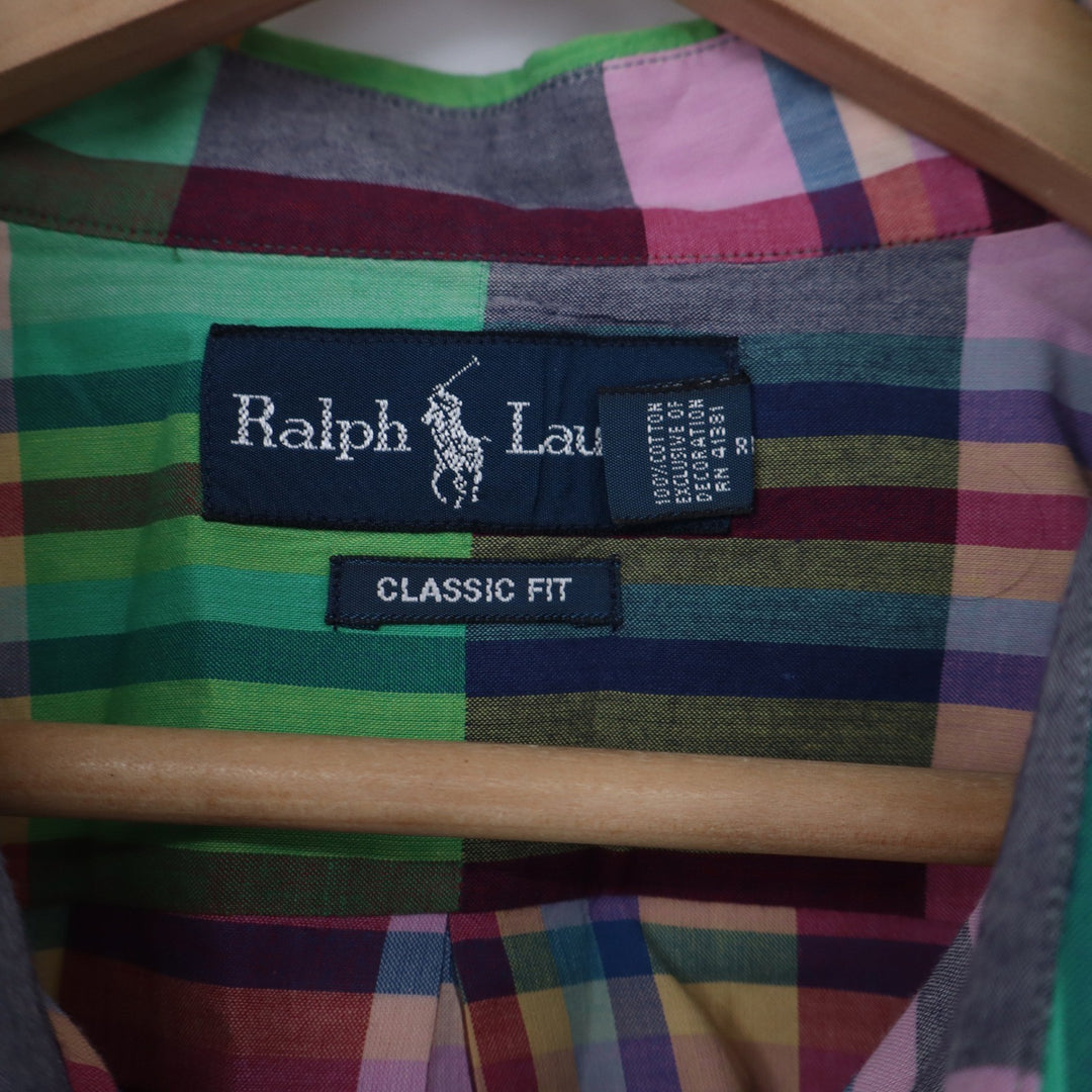 Ralph Lauren Shirt Mens 2XB Classic Fit Green Plaid Button-Down Excellent