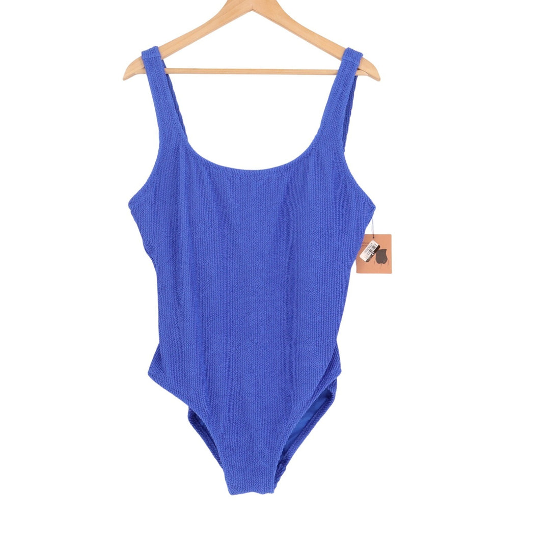 Shade & Shore One Piece Swimsuit Womens XL (16) Blue Scoop Neck Full Coverage