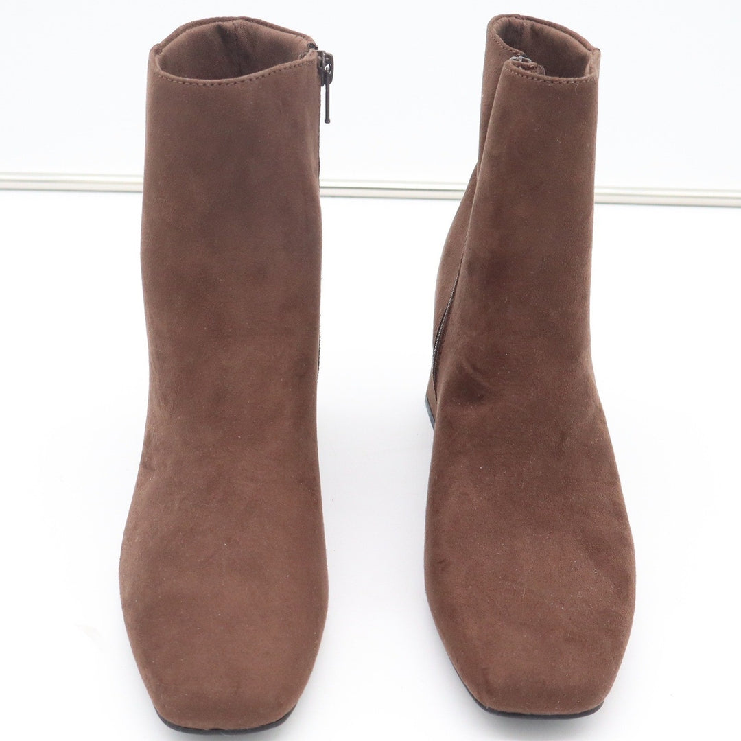Old Navy Mod Bootie Brown Faux Suede Square Toe Block Heel Ankle Boots 8