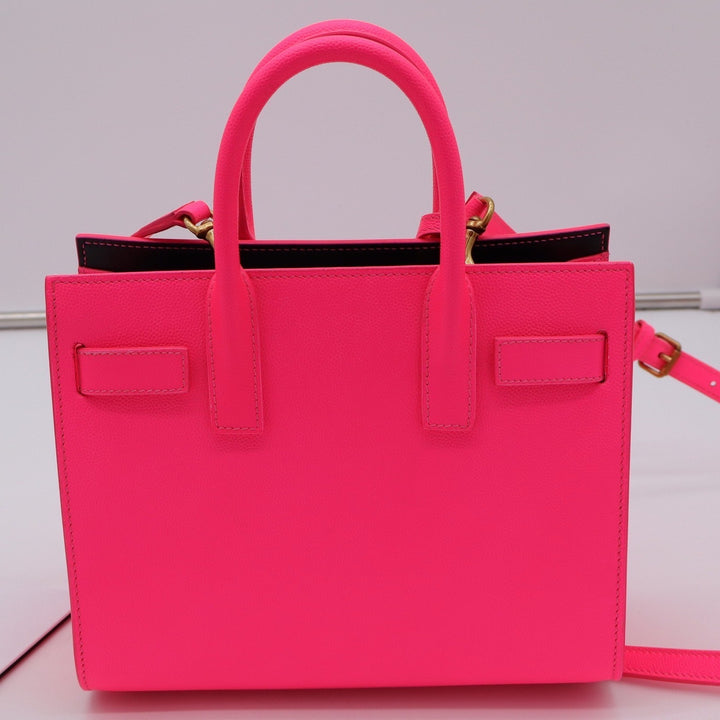 Saint Laurent Nano Sac De Jour Pink Glo Grained Leather Handbag
