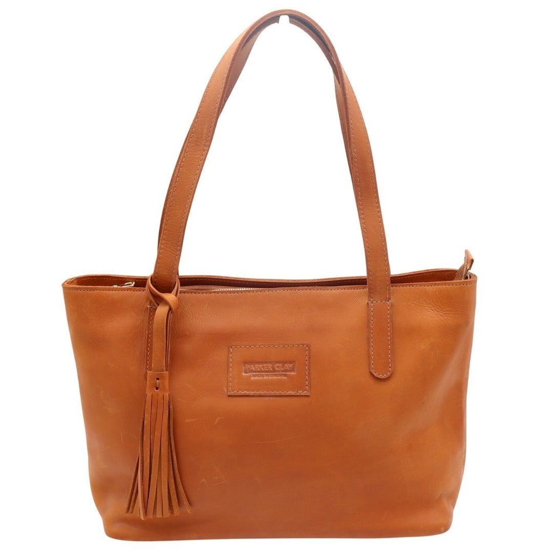 Parker Clay Eden Carryall Womens Handbag Brown Leather Crossbody Strap Tote Bag
