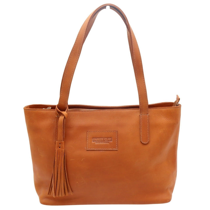 Parker Clay Eden Carryall Womens Handbag Brown Leather Crossbody Strap Tote Bag