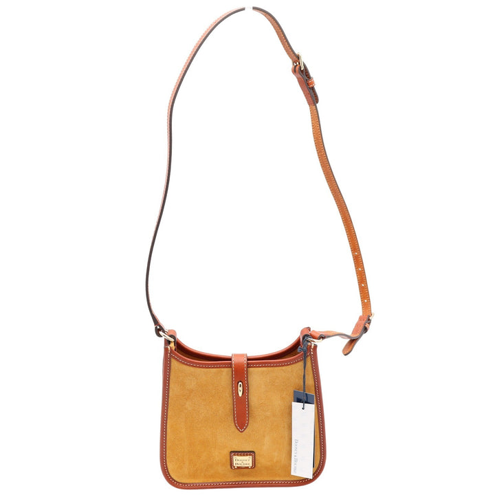 Dooney & Bourke Suede Small Kiley Crossbody Bag Honey Tan Leather Trim New