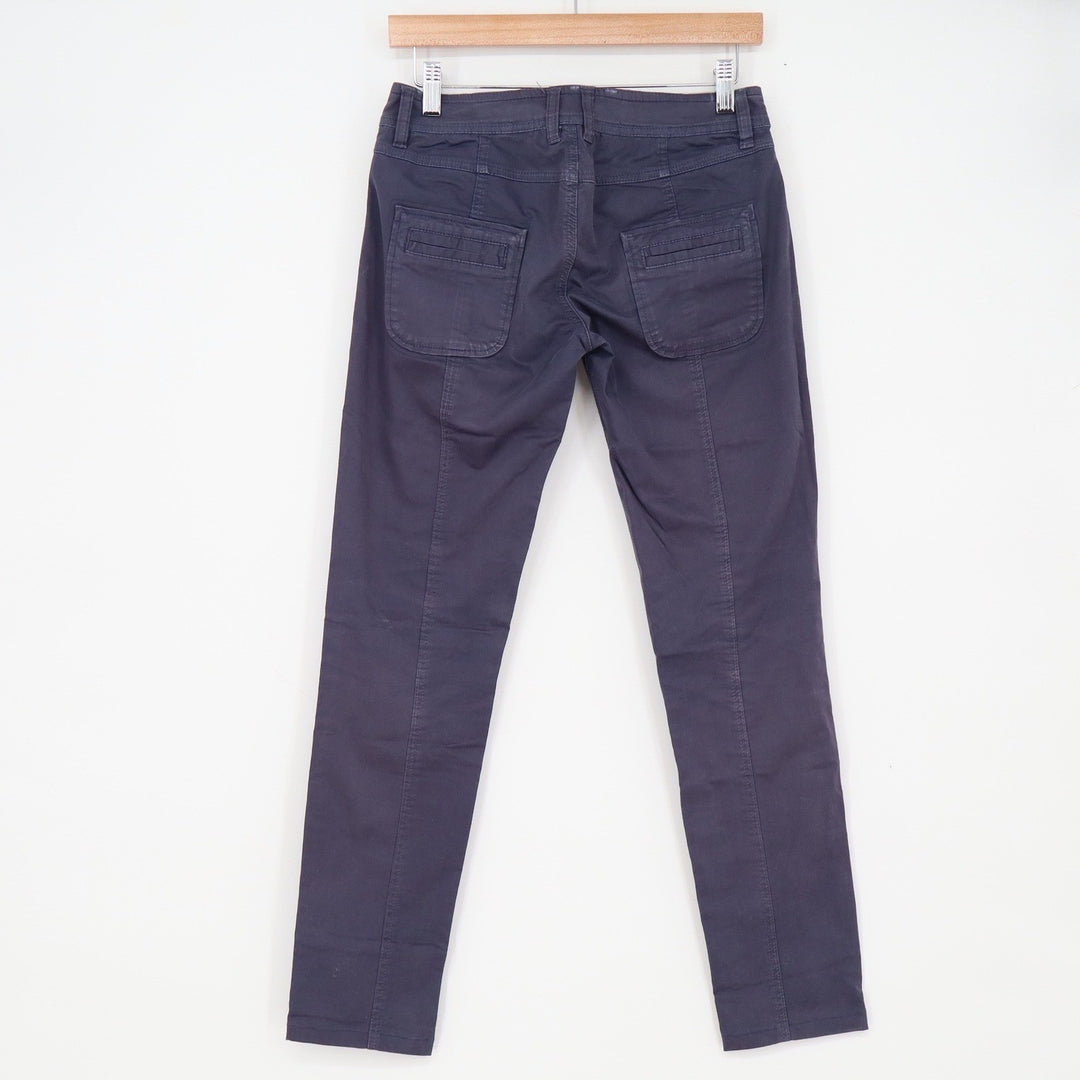 Zara TRF Pants Womens 6 Slim Chino Navy Blue Stretch Cotton Good