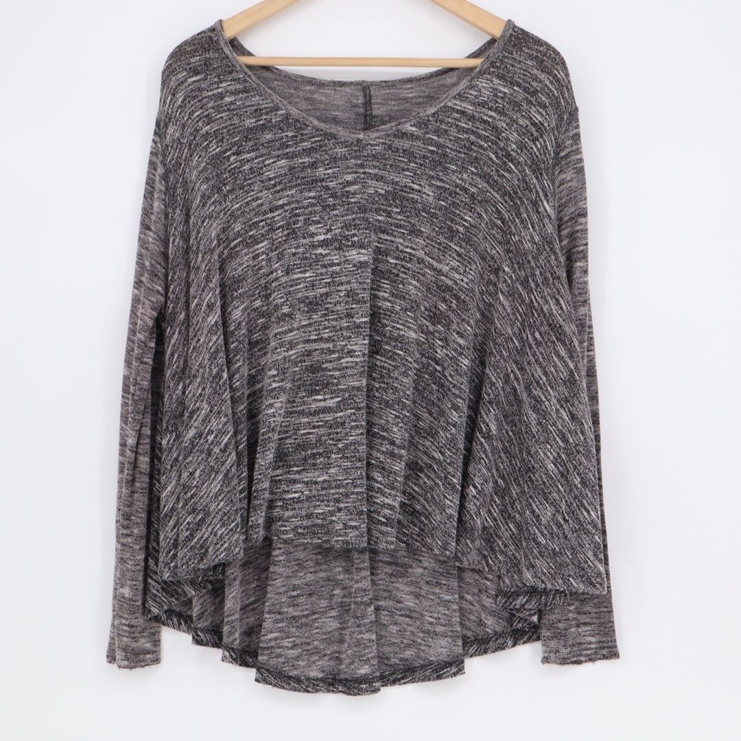 Sweater Women's Small Heather Grey Stretch High Low Hem Scoop Neck Pullover