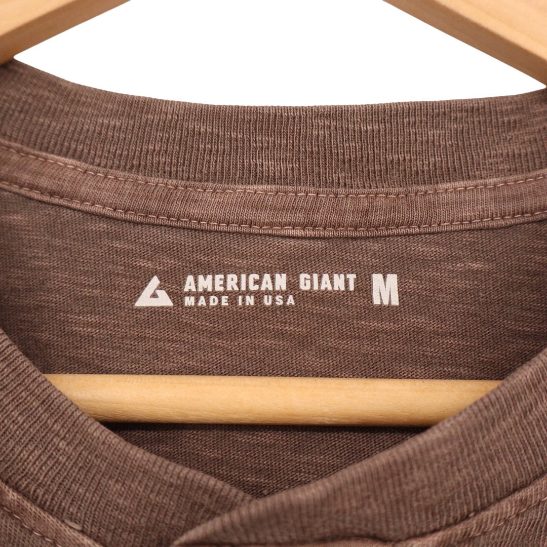 American Giant Broken-in Premium Slub Henley T Shirt Mens Medium Brown Cotton
