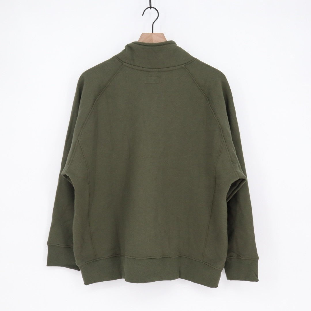 American Giant Midweight Sweatshirt Womens Large Olive Green Half Zip Mock Neck