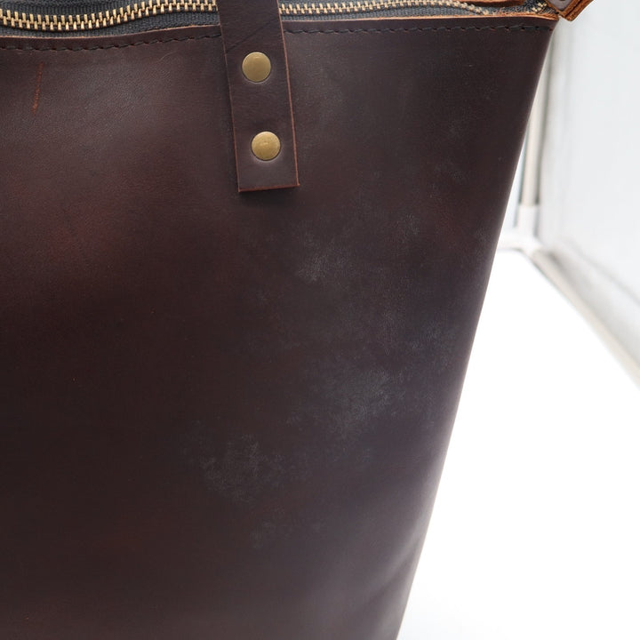 Portland Leather Goods Almost Perfect Womens Handbag Brown Studded Tote Bag