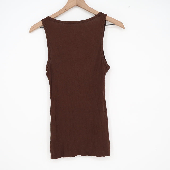 Banana Republic Womens Ribbed Scoop Neck Tank Top Brown Size M Cotton Blend