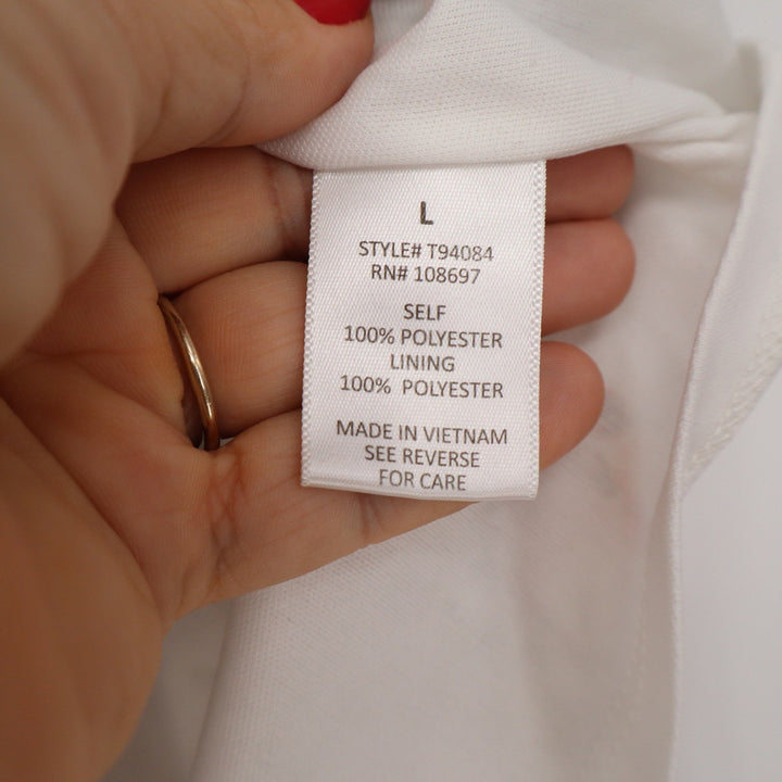 Orchid Haze Floral Swiss Dot Peasant Blouse White Puff Sleeve Womens L