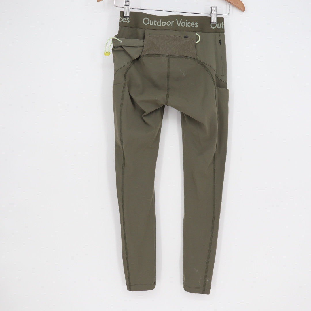 Outdoor Voices All Day Leggings Olive Green Pockets High Rise Workout Size S