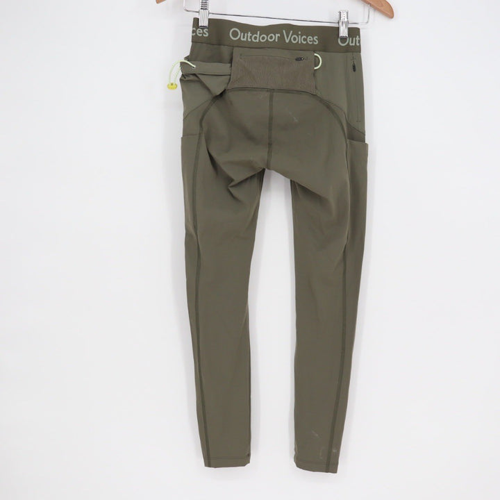 Outdoor Voices All Day Leggings Olive Green Pockets High Rise Workout Size S