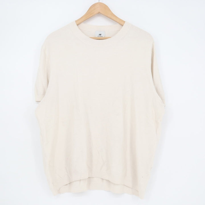 H&M T-Shirt Mens XL Beige Knit Regular Fit Coupe Standard Crew Neck Short Sleeve