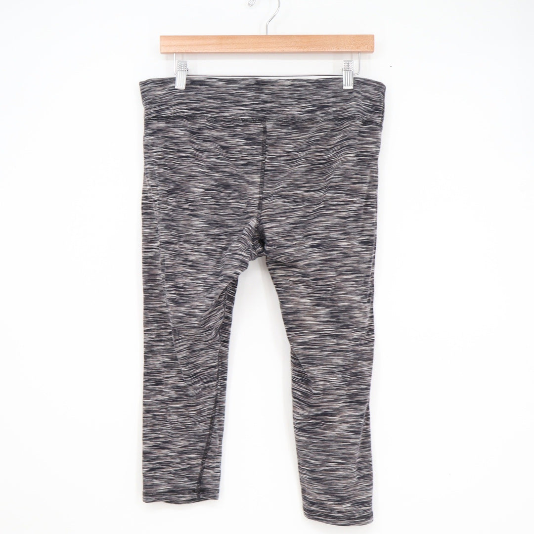 Beverly Hills Polo Club Womens XL Space Dye Cropped Leggings Black Gray Capri