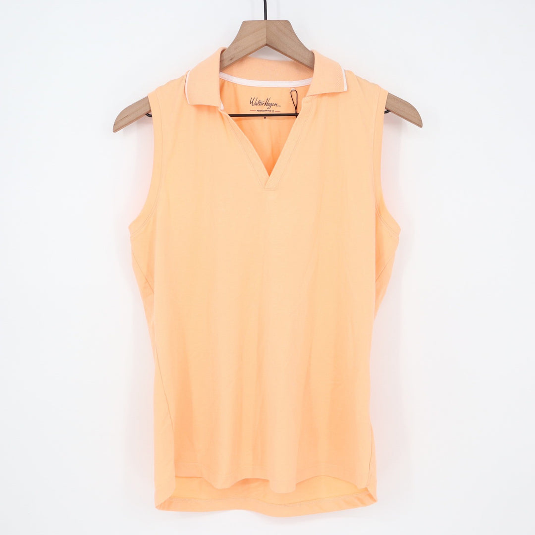 Walter Hagen P11 Sleeveless Johnny Golf Polo Peach Fuzz Orange Womens Medium