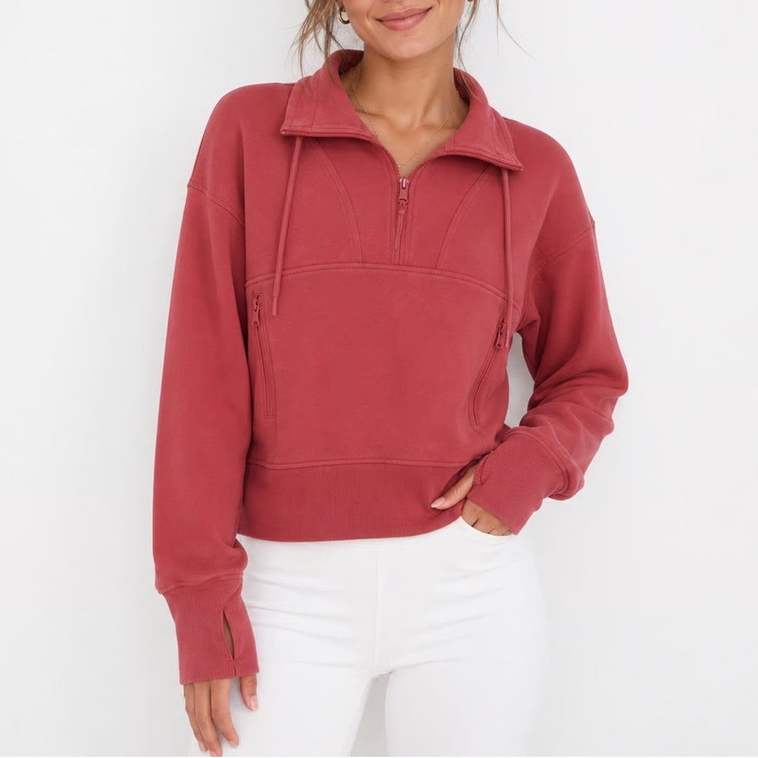 Old Navy Active Dynamic Fleece Red Quarter Zip Pullover Sweatshirt L Tall