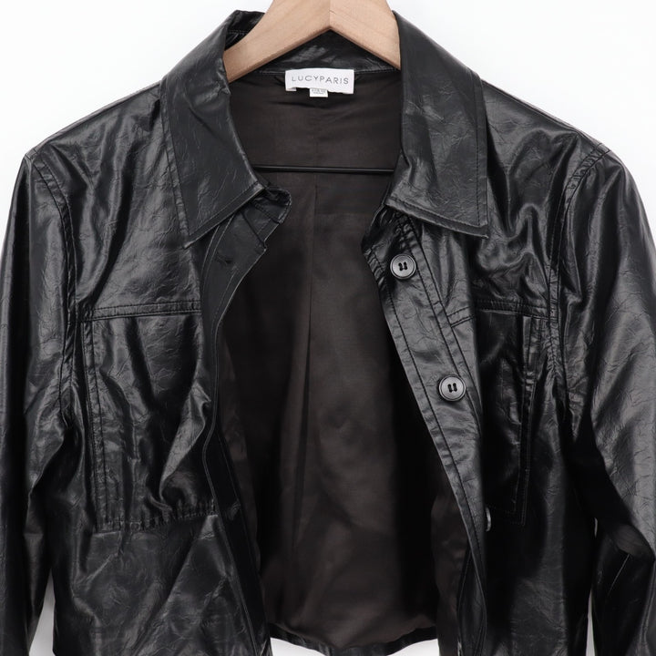 Lucyparis Cropped Jackets Womens Medium Core Black Spread Collar Long Sleeve