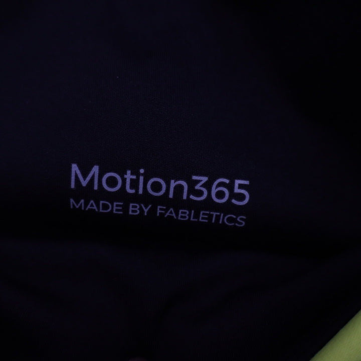 Motion365 By Fabletics Black Neon Yellow Colorblock Cropped Leggings