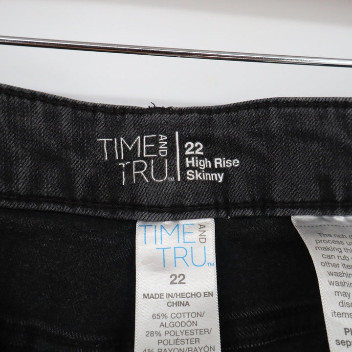 Time and Tru Womens Size 22 High Rise Skinny Jeans Faded Black Denim Stretch