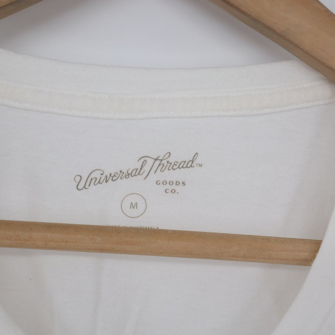 Universal Thread Womens White 100% Cotton Short Sleeve Crew Neck Tee Size M