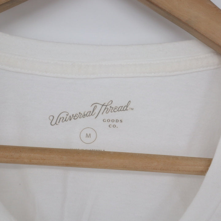 Universal Thread Womens White 100% Cotton Short Sleeve Crew Neck Tee Size M