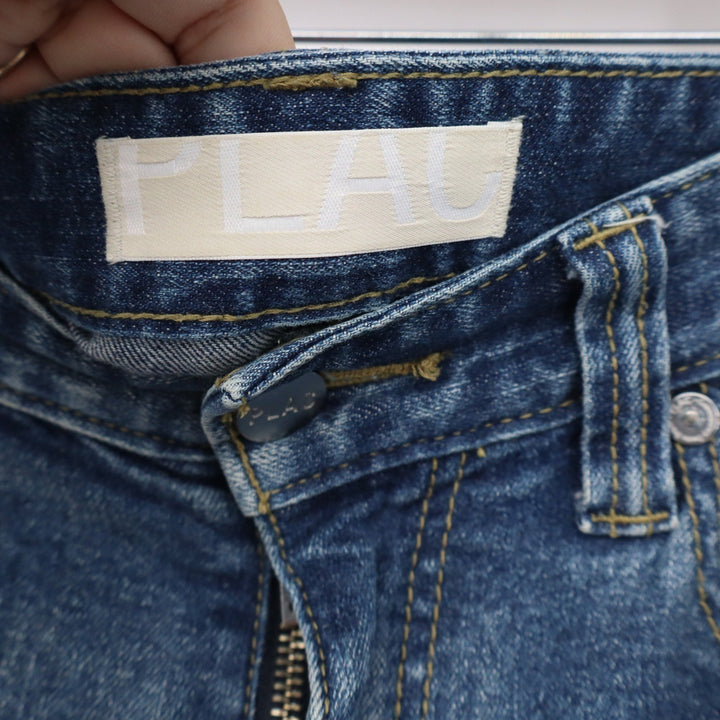 PLAC MI1 Relaxed Slim Crop Washed Blue Denim Jeans Mens Size M