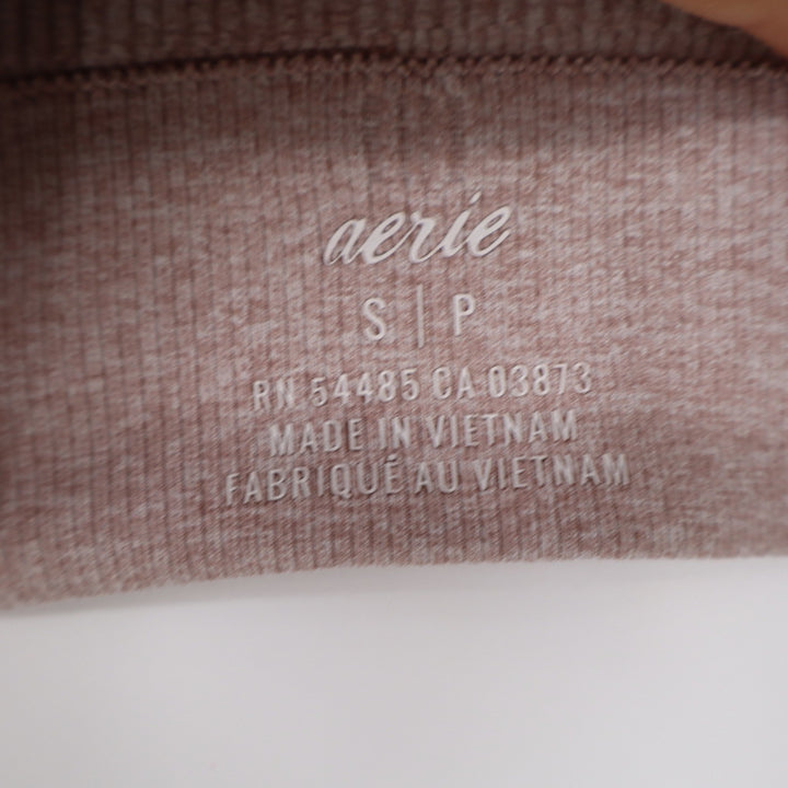Aerie Ribbed Seamless V-Neck Bralette Mauve Heather Size S