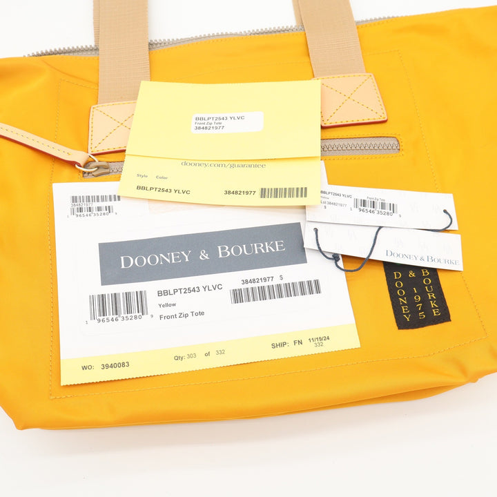 Dooney & Bourke Tote Womens OS YLVC Yellow Front Zip Nylon NEW
