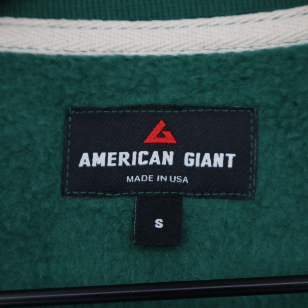 American Giant Midweight Sweatshirt Mens S Green Cotton Raglan Sleeve Crew Neck