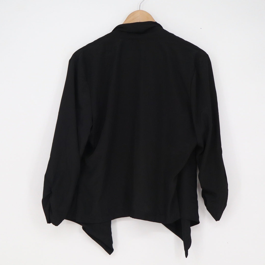 Nicki Minaj Black Waterfall Draped Open Front Blazer Ruched 3/4 Sleeve XL