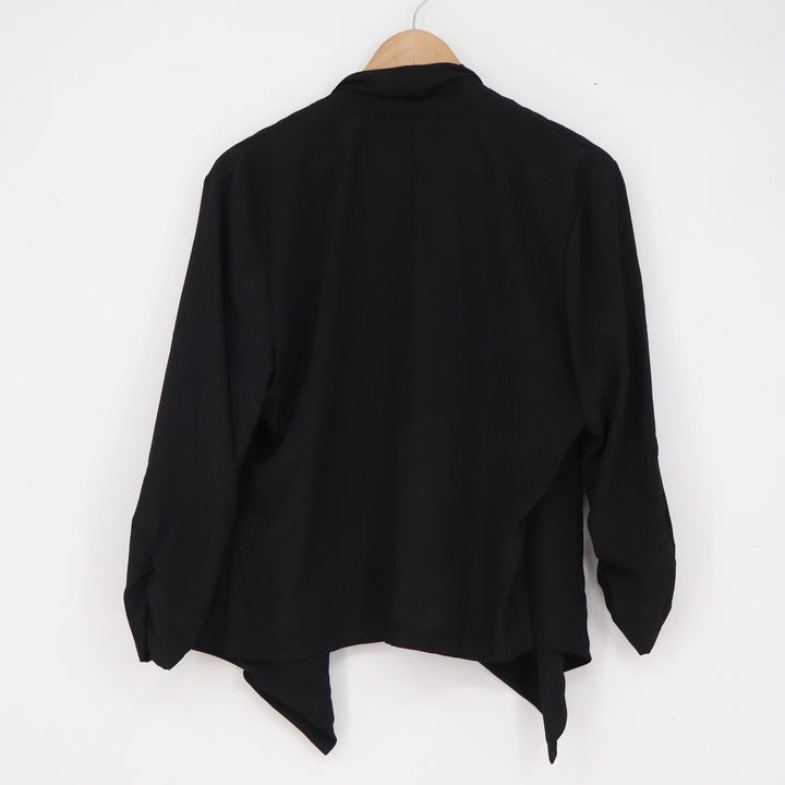 Nicki Minaj Black Waterfall Draped Open Front Blazer Ruched 3/4 Sleeve XL