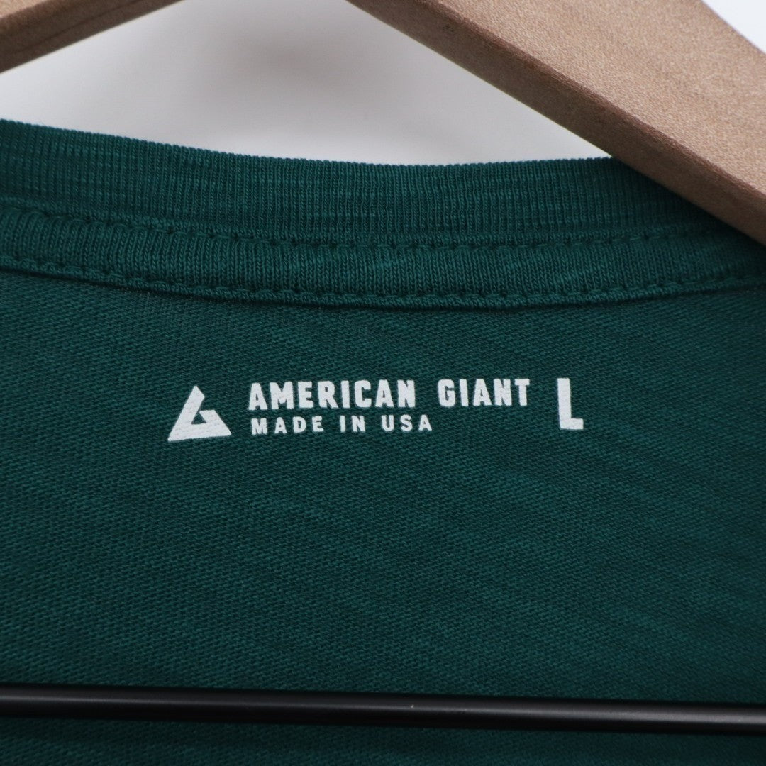 American Giant Premium Slub T-Shirt Mens L Green Cotton Short Sleeve Crew Neck