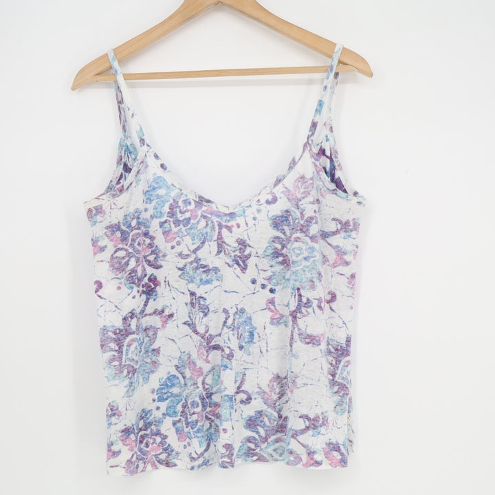 Roxy Cami Top Womens Medium Multicolor Floral Spaghetti Straps V-Neck Pullover