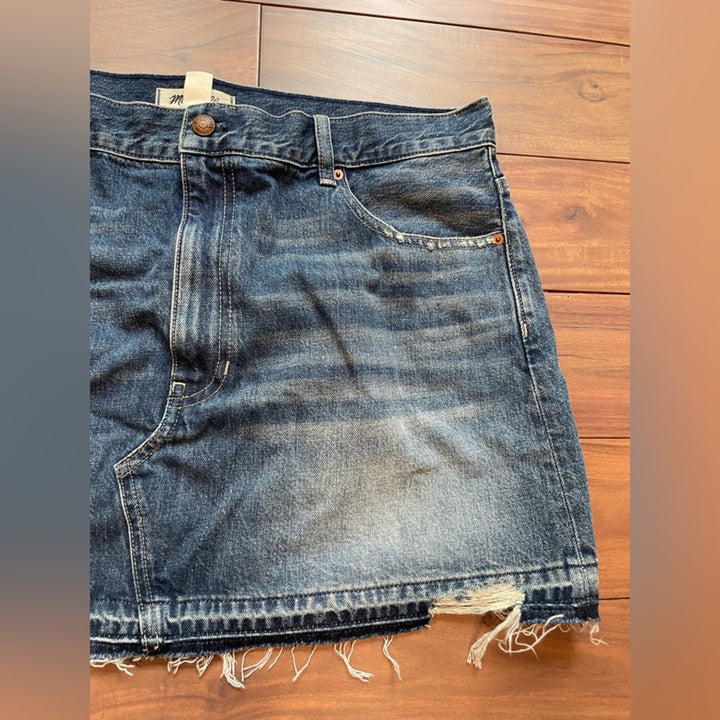Madewell Postage-Stamp Denim Mini Skirt Croswell Wash Size 32