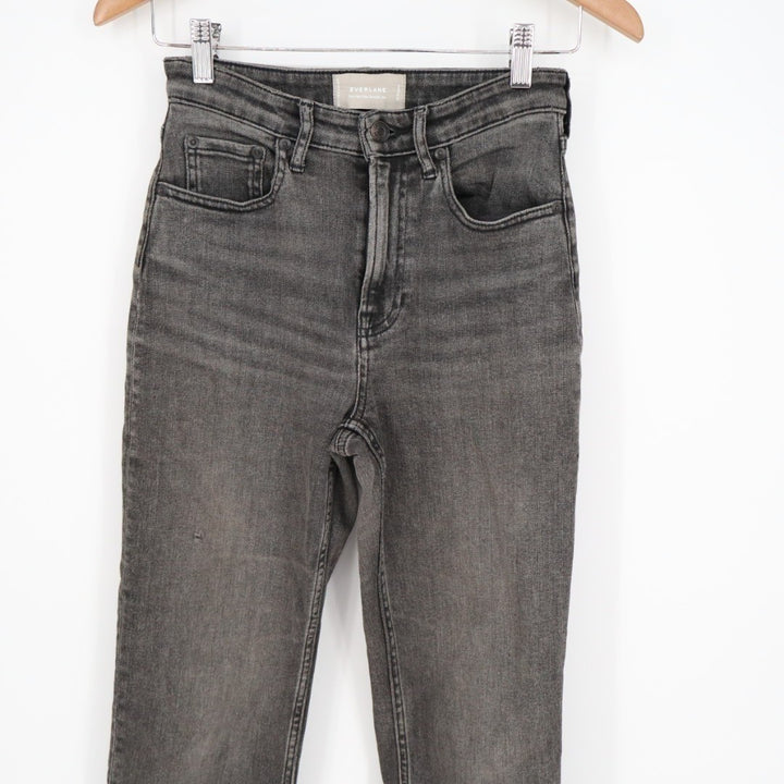 Everlane The High Rise Straight Jeans Womens 25 Gray Cotton Stretch Medium Wash