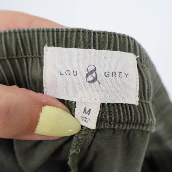 Lou & Grey Olive Green Lyocell Cotton Pull On Shorts Womens Medium Elastic Waist