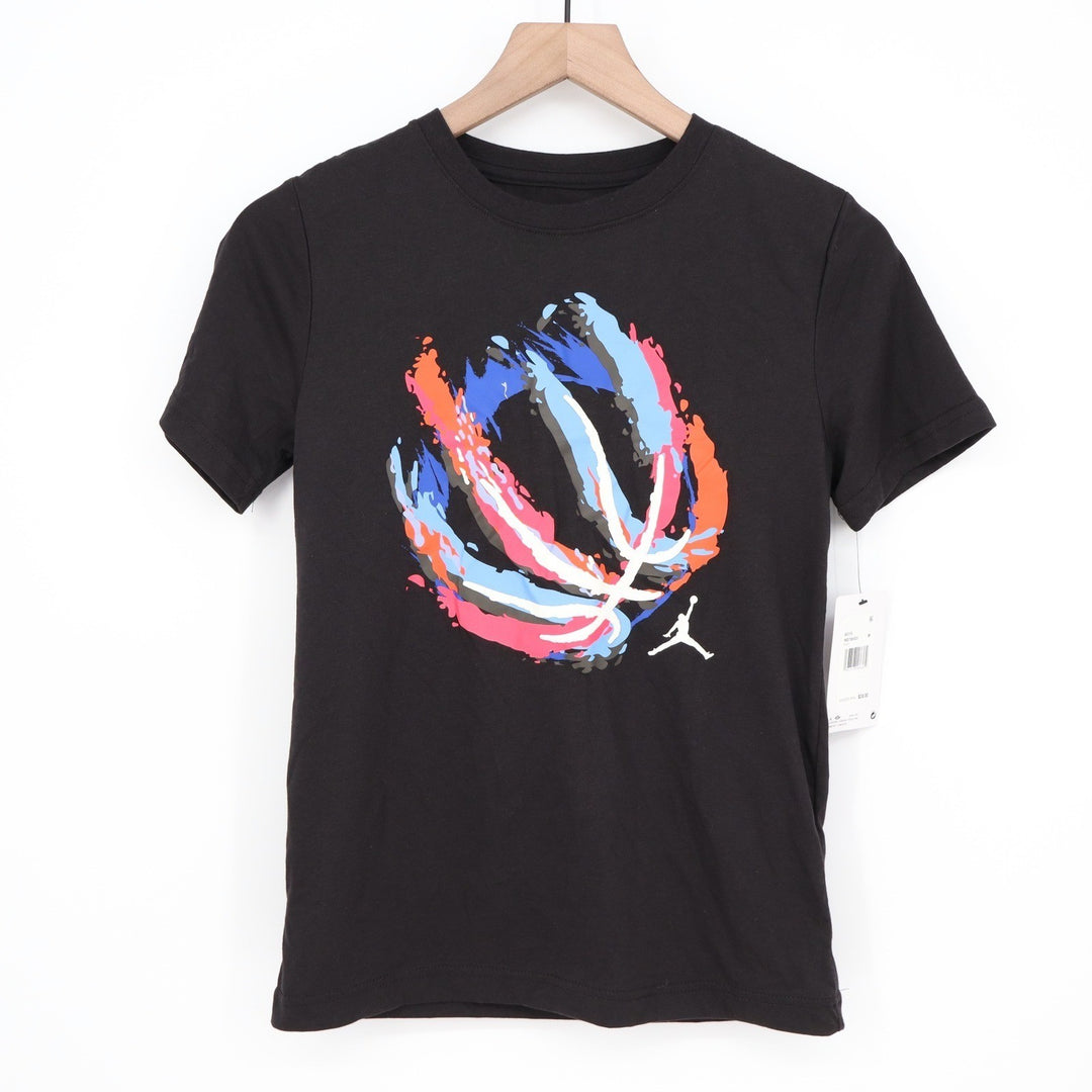 Jordan Boys Black Graphic Basketball T-Shirt Jumpman Logo Size M 10-12