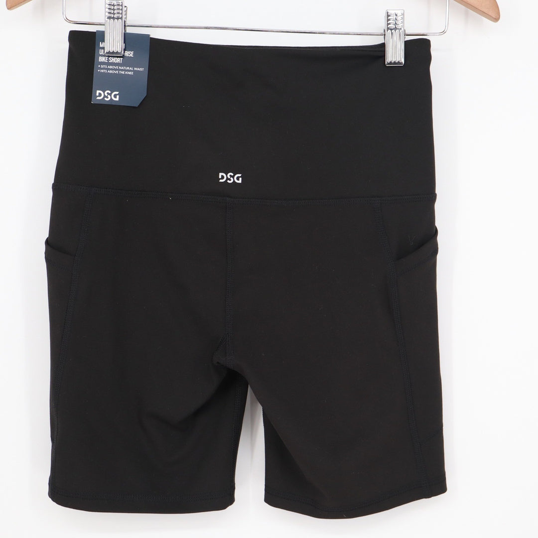 DSG Womens Ultra High Rise Bike Shorts Black Side Pockets Size S