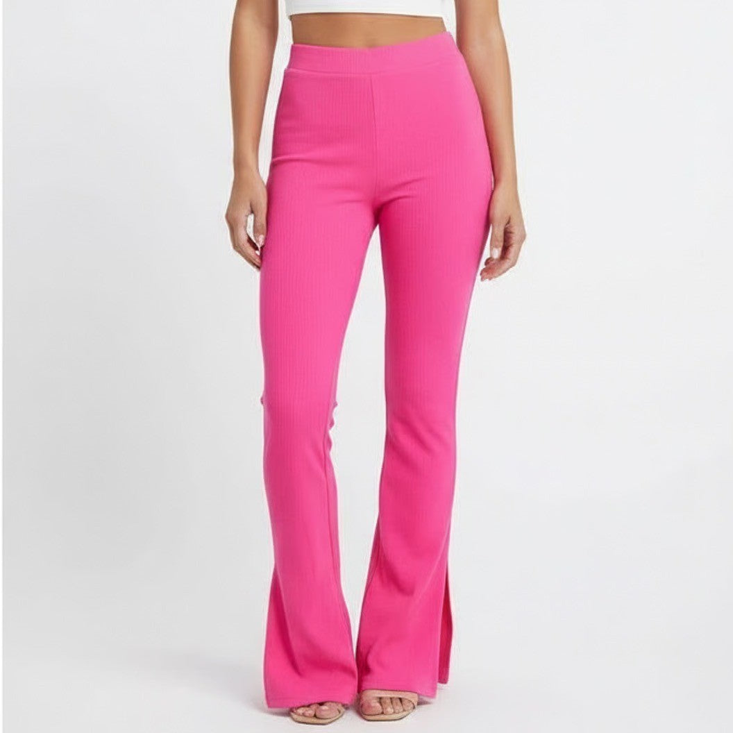 Naked Wardrobe Hot Pink Ribbed Side Slit Leggings XL Womens
