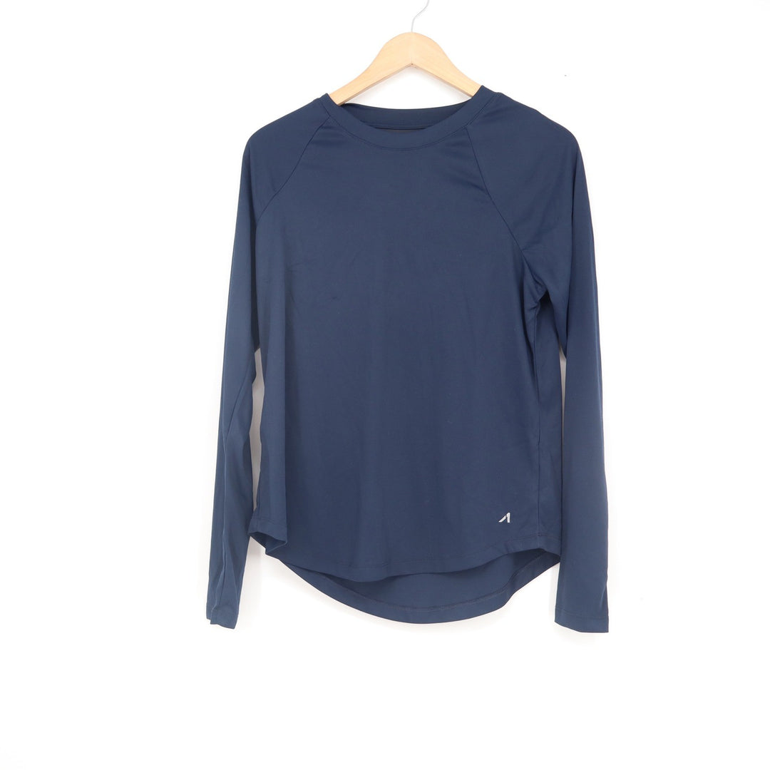 And1 Long Sleeve Performance Shirt Navy Blue Mesh Back Activewear Size M