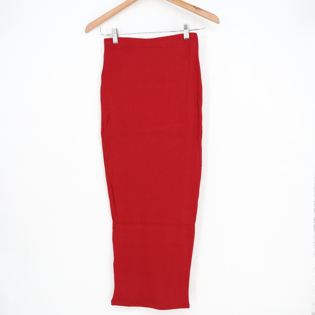 Naked Wardrobe Red Bodycon Maxi Skirt Women's Size Large Viscose Stretch