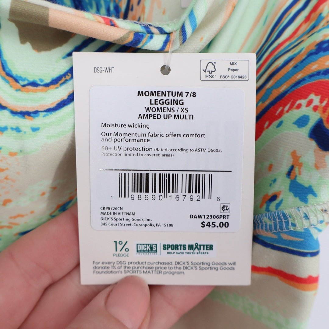DSG Momentum 7/8 Leggings Womens XS Amped Up Multi Marble Swirl NEW