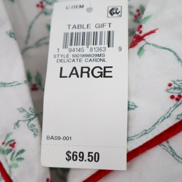 Charter Club Flannel Pajamas Top Womens Large White Floral Cotton Button Front