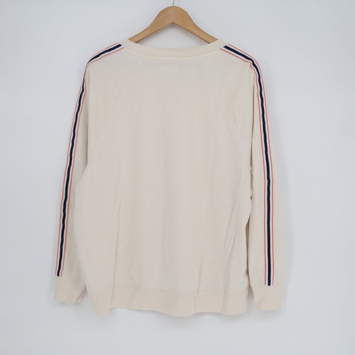 Lou & Grey Sweatshirt Women Medium Cream Stripe Detail Cotton French Terry Lined