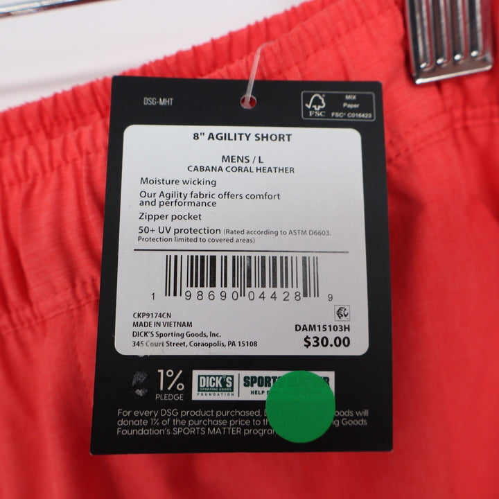 DSG Mens 8" Agility Short Cabana Coral Heather Orange Athletic L CKP9174CN