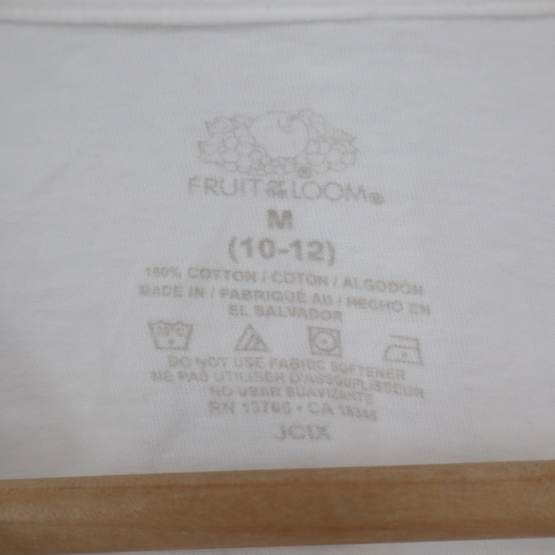 Fruit of the Loom White Cotton Short Sleeve Crew Neck T-Shirt Youth Medium 10-12