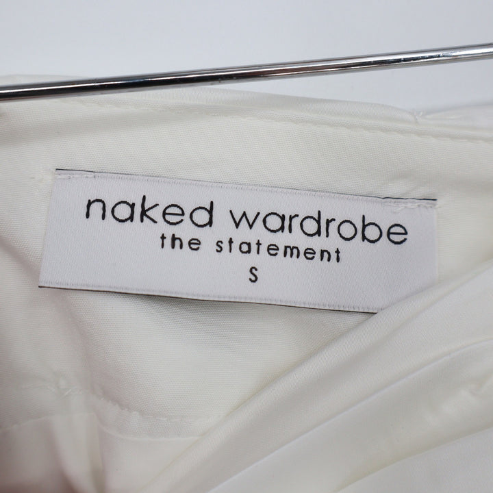 Naked Wardrobe The Statement White Sequin Lace Pleated Ruffle Mini Skirt S