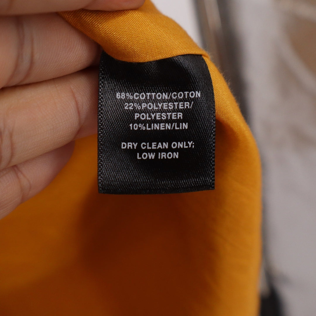 Lafayette 148 New York Womens Mustard Yellow Cotton Linen Blend Blazer Size 10