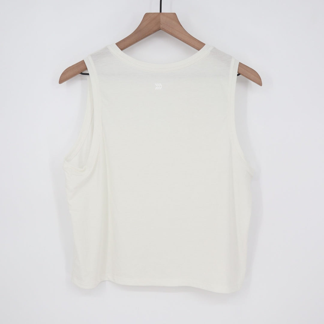 All In Motion Crop Tank Top Womens White Knit Round Neck Yoga Running Activewear